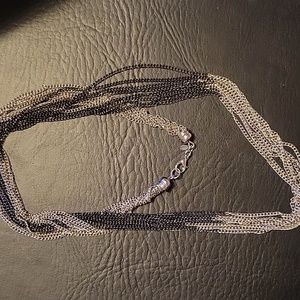 Premier Designs 36" necklace with imitation hematite and Rhodium chains